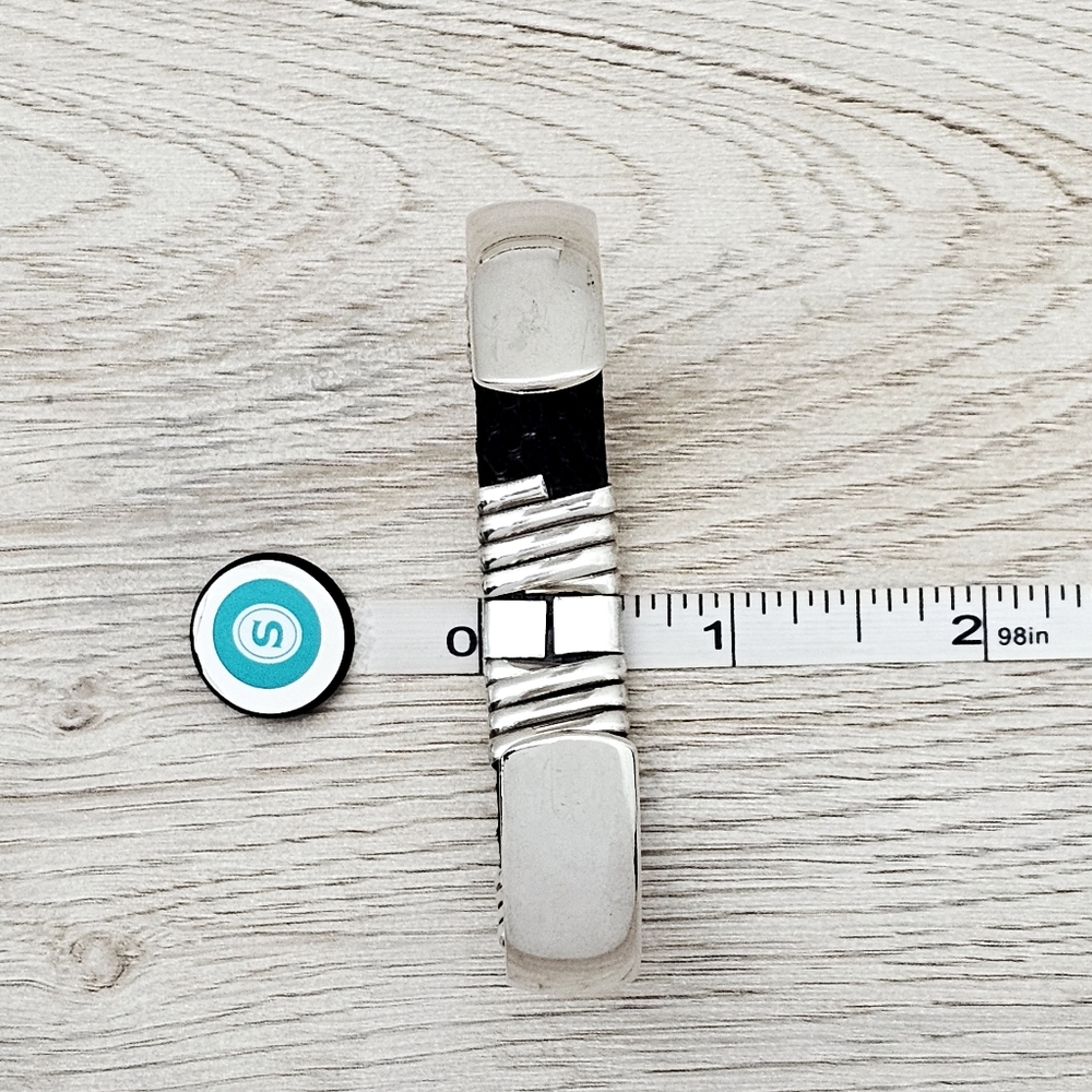 Silpada Super Rare Sterling Silver Black Snakeskin Heavy Cuff  EB430/B0430 - Picture 14 of 16